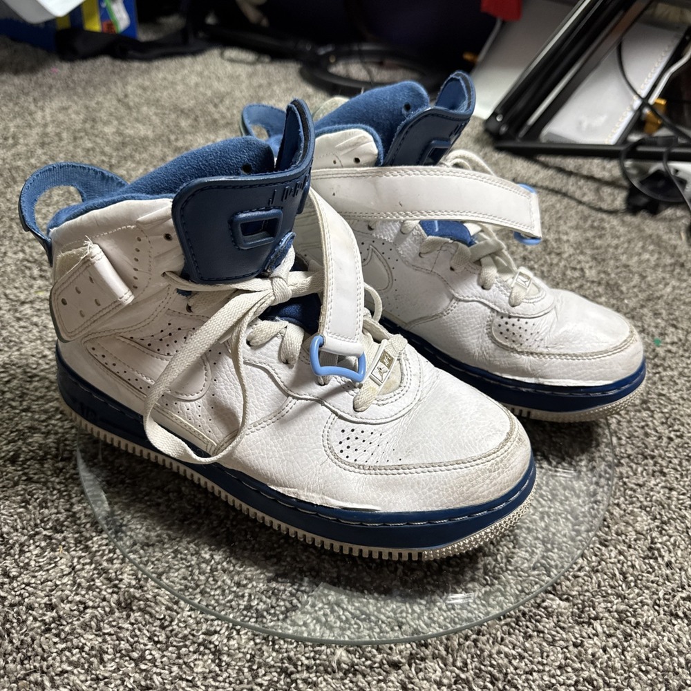 Nike Air Force 1 AF1 Jordan Jumpman Shoes Kids 5.5 Y White Blue 343096-142
